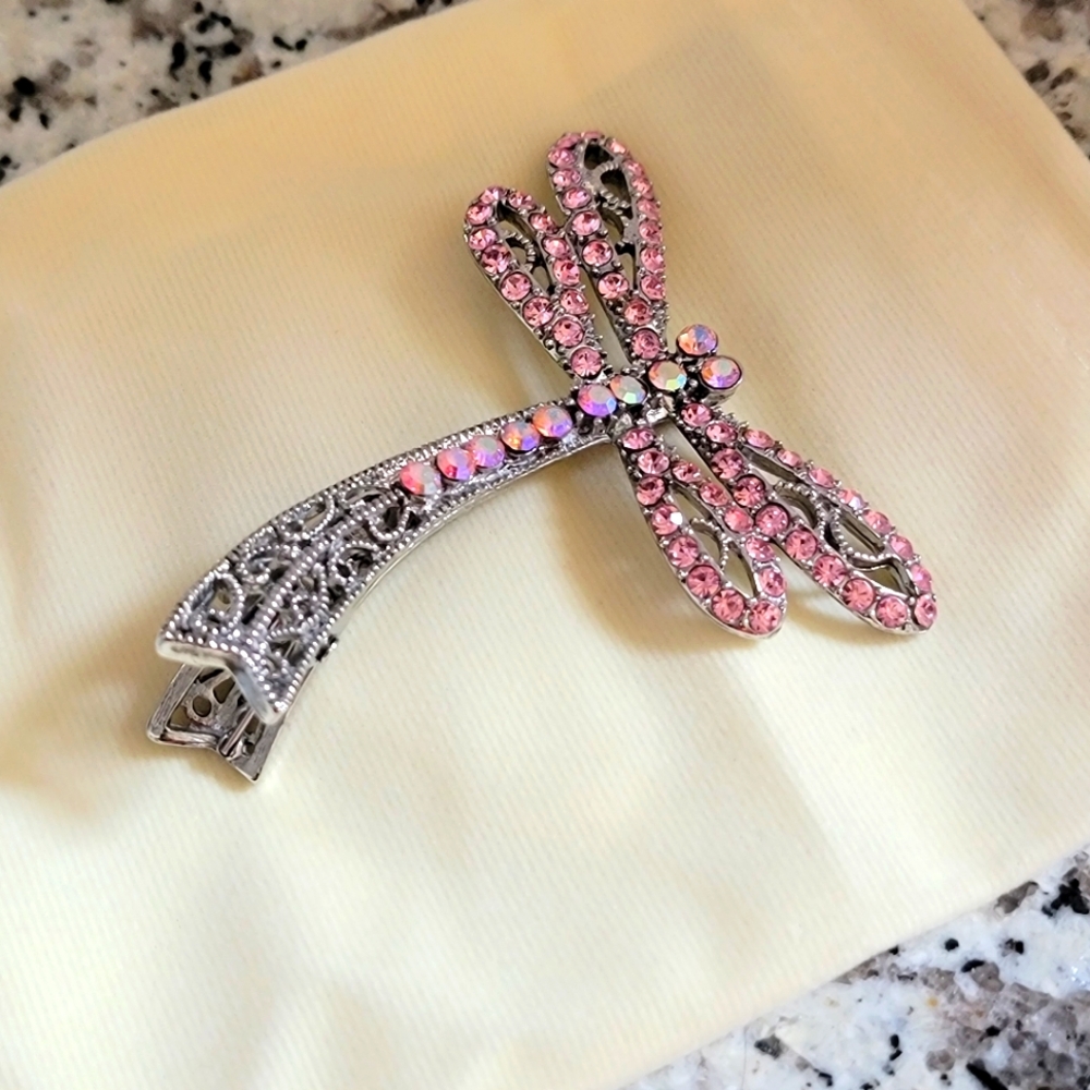 Rhinestone Dragonfly Brooch / Hair Clip - Picture 4 of 8